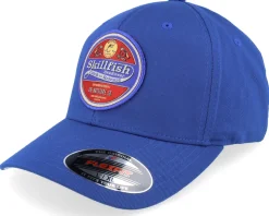 Retro Fishing Logo Wooly Combed Royal Flexfit - Skillfish