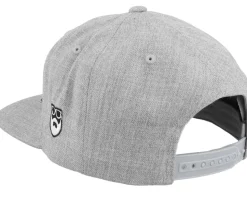 Retro Script 3D Logo Heather Grey Snapback - Bearded Man