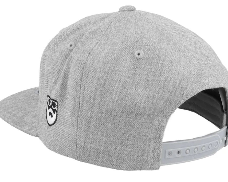 Retro Script 3D Logo Heather Grey Snapback - Bearded Man