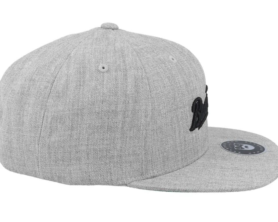 Retro Script 3D Logo Heather Grey Snapback - Bearded Man