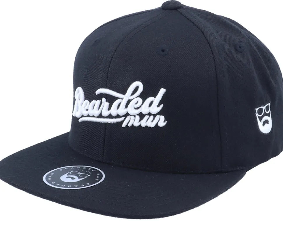 Retro Script 3D Logo Heather Grey Snapback - Bearded Man