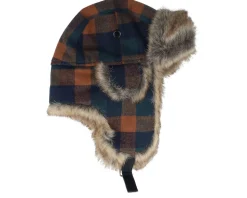 Rex Faux Fur Rust Check Trapper - MJM Hats