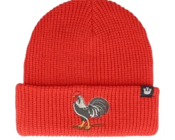 Ribbed Rooster Classic Knits Icon Embroidery Red Cuff - Goorin Bros.