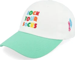 Rock Your Socks Washed White/Mint Dad Cap - Iconic