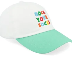 Rock Your Socks Washed White/Mint Dad Cap - Iconic