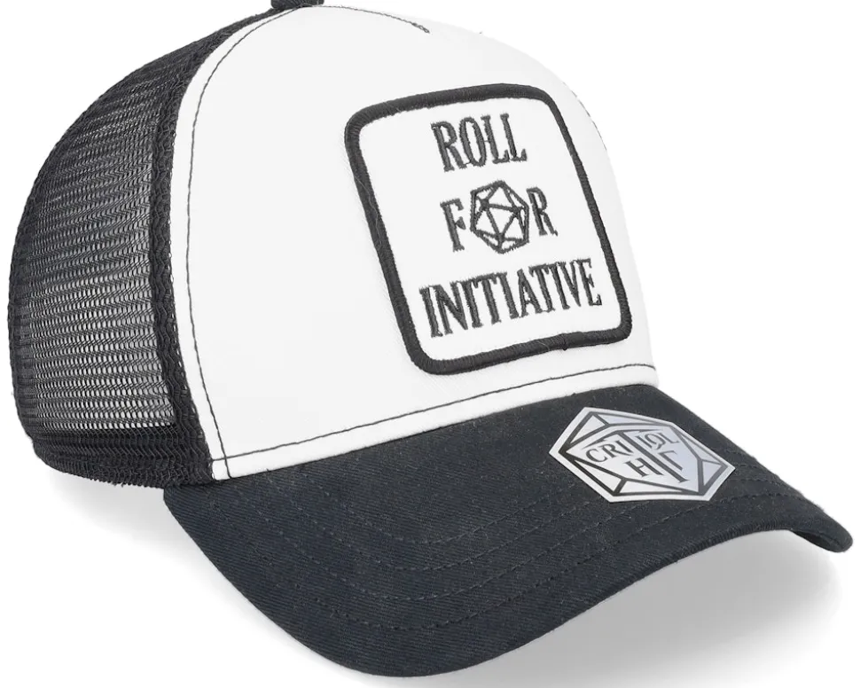 Roll For Initiative D20 Patch White/Black Trucker