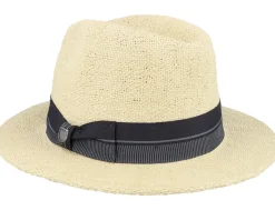 Roma Fedora Natural/Black Straw Hat - Brixton