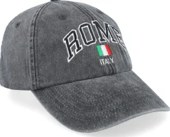 Rome Italy Washed Black Dad Cap - Iconic