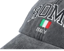 Rome Italy Washed Black Dad Cap - Iconic
