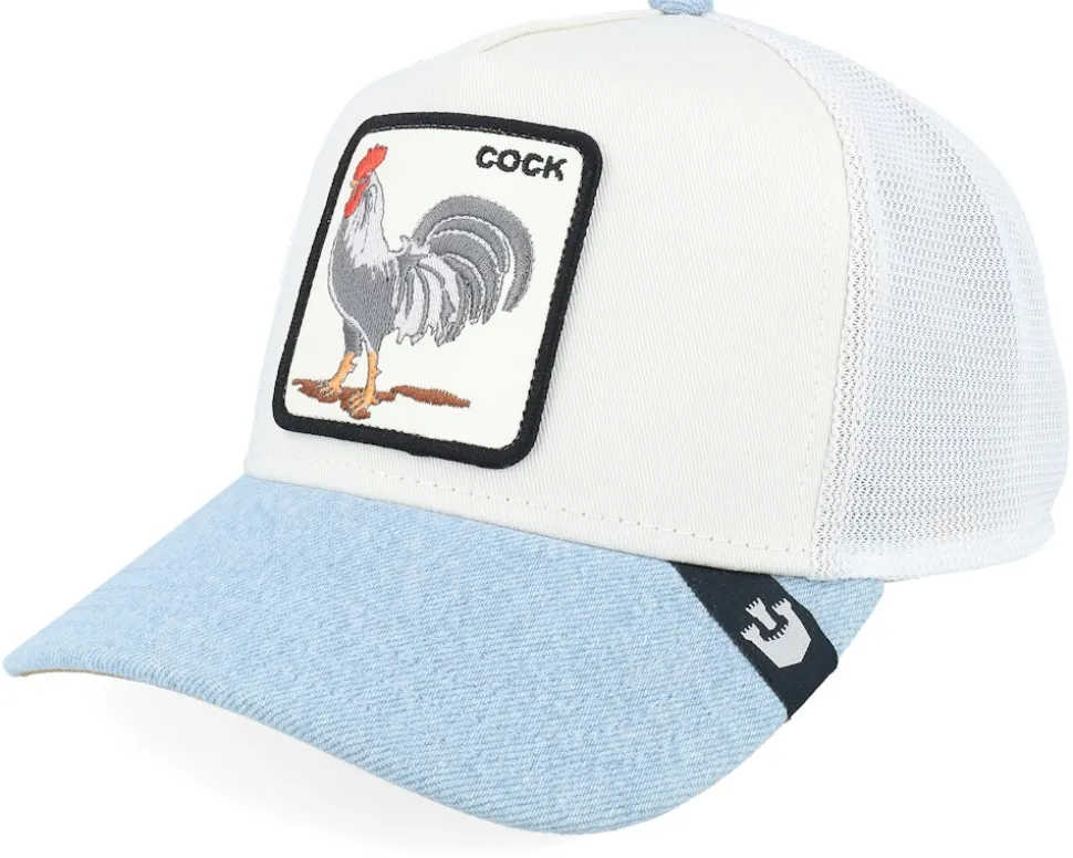 Rooster Fan Institution Ball Club White/Sky A-Frame Trucker - Goorin Bros.