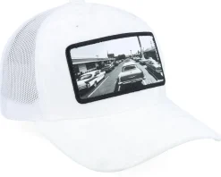 50s Classic Cars Velvet White A-Frame Trucker - Calza Pennello