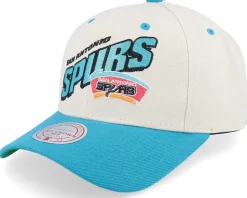 San Antonio Spurs Retro Type Pro Off White/Teal Adjustable - Mitchell & Ness