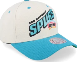 San Antonio Spurs Retro Type Pro Off White/Teal Adjustable - Mitchell & Ness