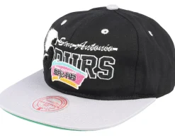 San Antonio Spurs Varsity Letter Black/Grey Snapback - Mitchell & Ness