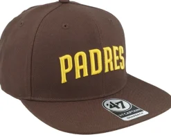 San Diego Padres No Shot Script Under Captain Brown Snapback - 47 Brand