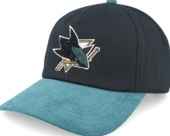 San Jose Sharks Burnett Black/Blue Corduroy A-Frame Adjustable - American Needle