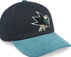 San Jose Sharks Burnett Black/Blue Corduroy A-Frame Adjustable - American Needle