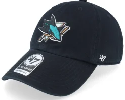 San Jose Sharks Clean Up Black Dad Cap - 47 Brand