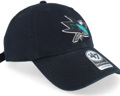 San Jose Sharks Clean Up Black Dad Cap - 47 Brand