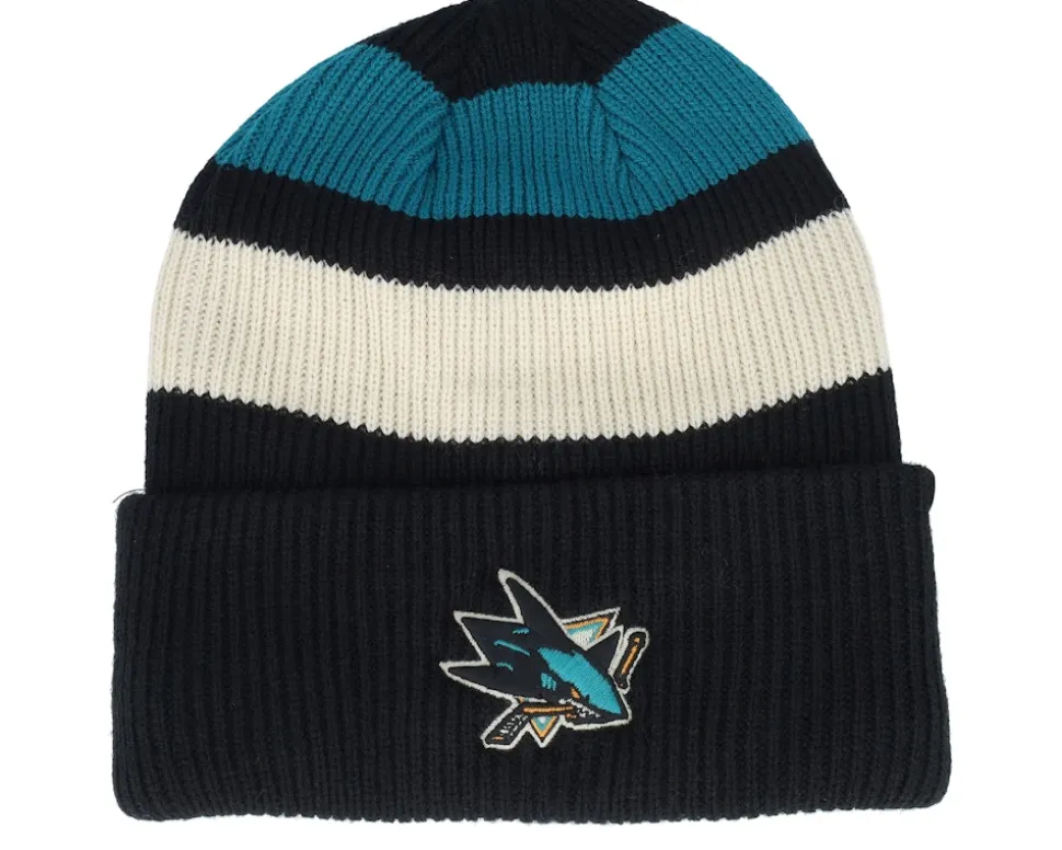 San Jose Sharks Clubhouse Jennings Beanie Black/White/Teal Cuff - 47 Brand