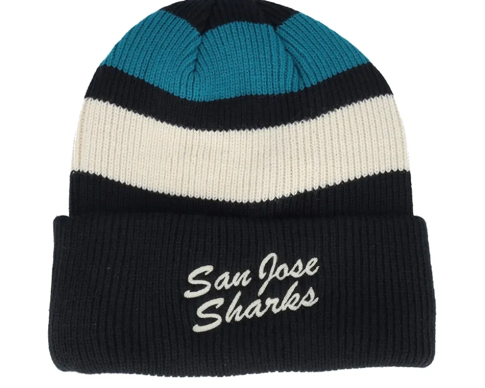 San Jose Sharks Clubhouse Jennings Beanie Black/White/Teal Cuff - 47 Brand