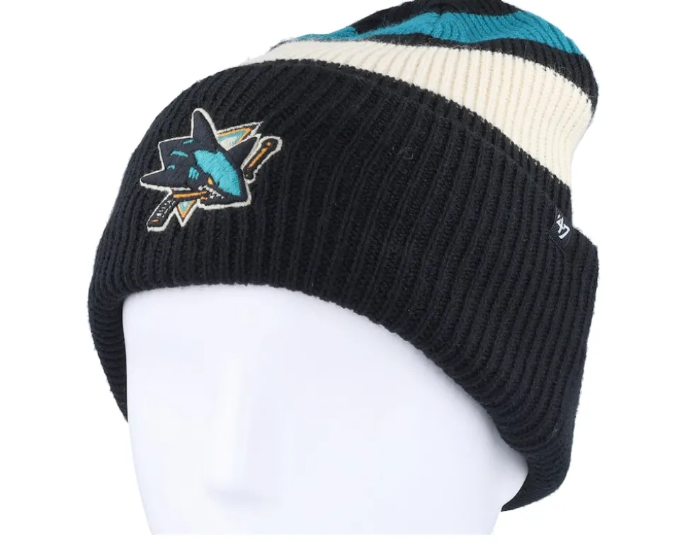 San Jose Sharks Clubhouse Jennings Beanie Black/White/Teal Cuff - 47 Brand