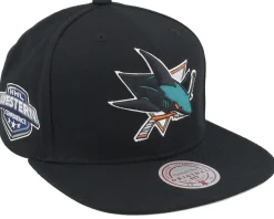 San Jose Sharks Conference Patch Black Snapback - Mitchell & Ness