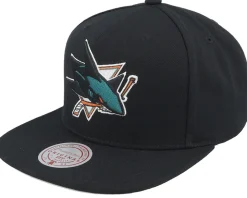 San Jose Sharks Conference Patch Black Snapback - Mitchell & Ness
