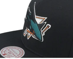 San Jose Sharks Conference Patch Black Snapback - Mitchell & Ness