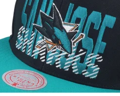 San Jose Sharks Cross Check Black Snapback - Mitchell & Ness