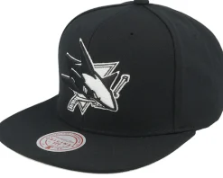 San Jose Sharks Evergreen Black/White Snapback - Mitchell & Ness