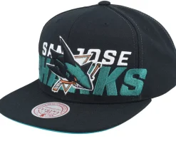 San Jose Sharks Full Frontal Black Snapback - Mitchell & Ness