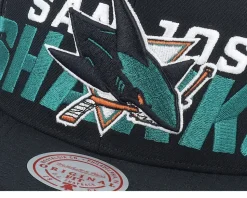 San Jose Sharks Full Frontal Black Snapback - Mitchell & Ness