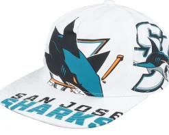 San Jose Sharks In Your Face Deadstock White Snapback - Mitchell & Ness