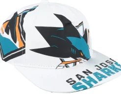 San Jose Sharks In Your Face Deadstock White Snapback - Mitchell & Ness
