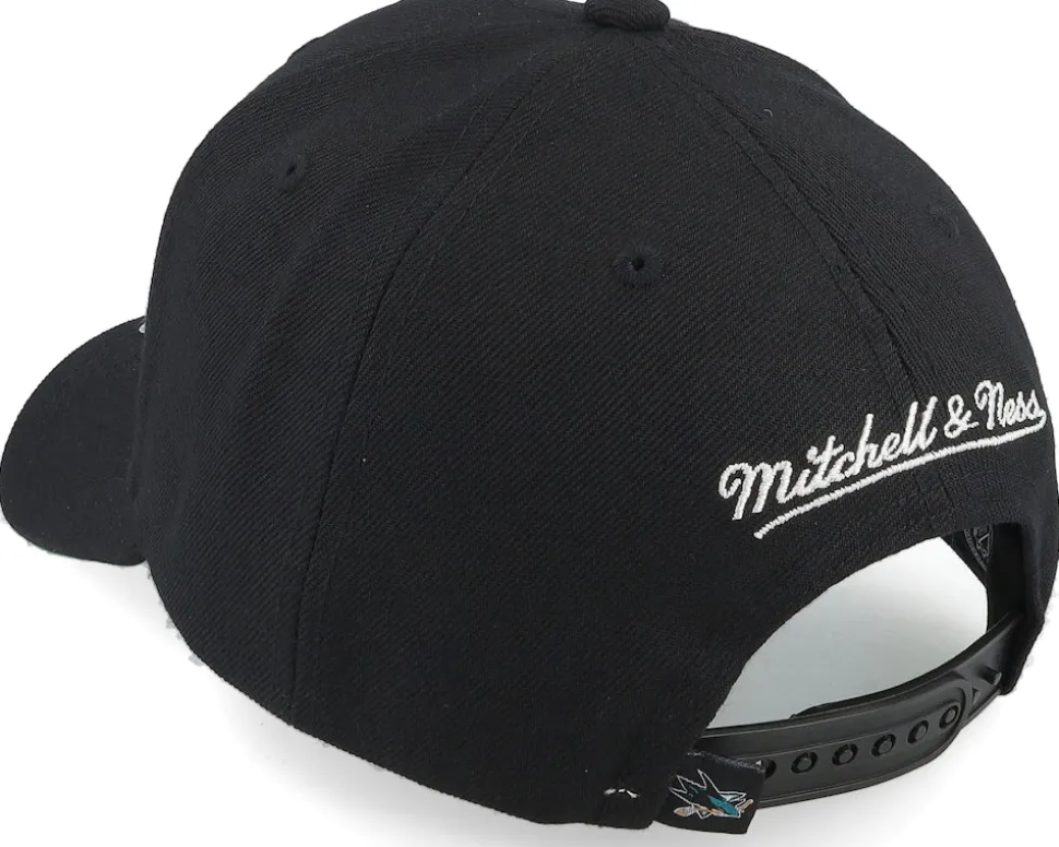 San Jose Sharks Neon Logo Pro Black Adjustable - Mitchell & Ness