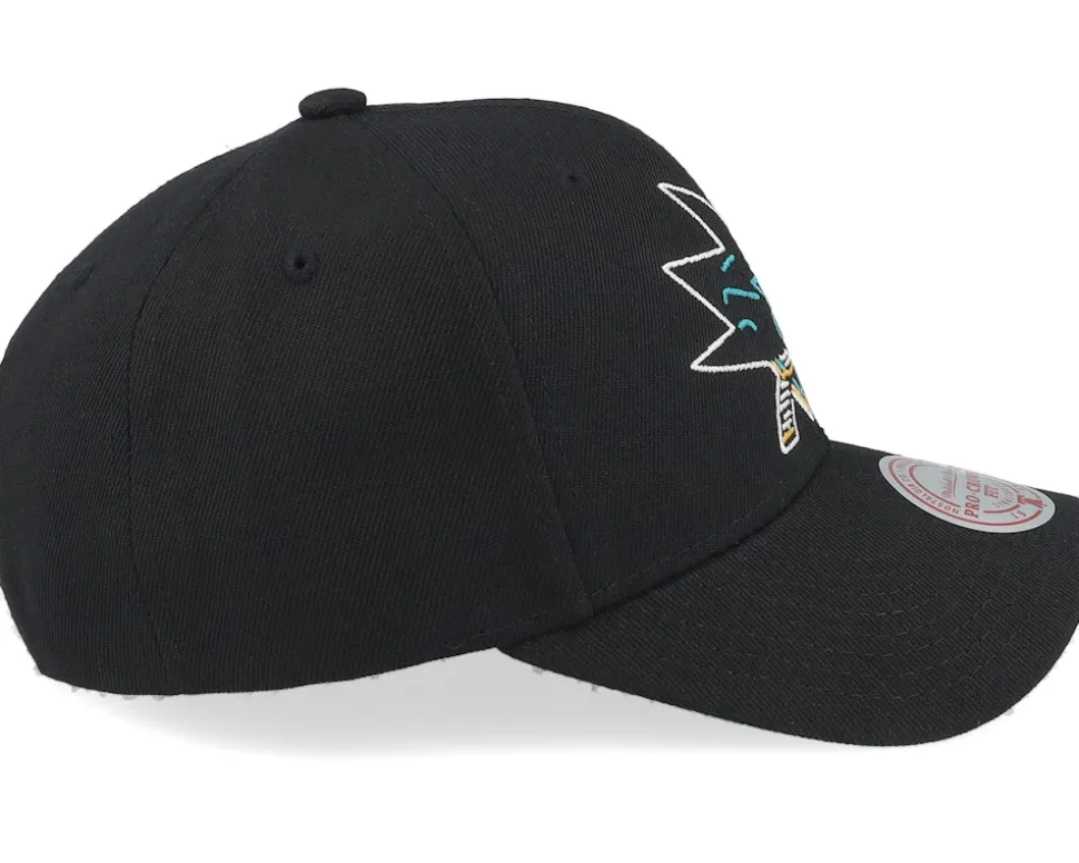 San Jose Sharks Neon Logo Pro Black Adjustable - Mitchell & Ness
