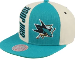 San Jose Sharks Pop Panel Off White/Teal Snapback - Mitchell & Ness