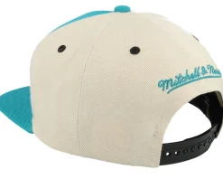 San Jose Sharks Pop Panel Off White/Teal Snapback - Mitchell & Ness