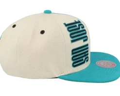 San Jose Sharks Pop Panel Off White/Teal Snapback - Mitchell & Ness
