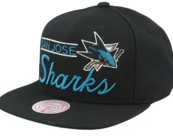 San Jose Sharks Retro Lock Up Black Snapback - Mitchell & Ness