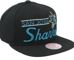 San Jose Sharks Retro Lock Up Black Snapback - Mitchell & Ness