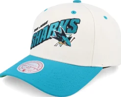 San Jose Sharks Retro Type Pro Off White/Teal Adjustable - Mitchell & Ness