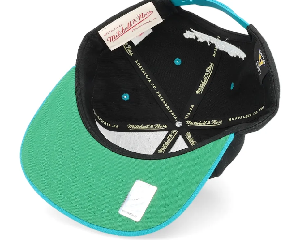 San Jose Sharks Transcript Black/Teal Snapback - Mitchell & Ness
