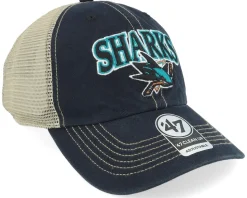 San Jose Sharks Tuscaloosa Clean Up Dad Cap Vintage Black/Beige Trucker - 47 Brand