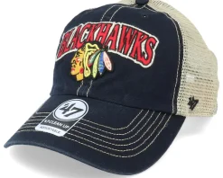 San Jose Sharks Tuscaloosa Clean Up Dad Cap Vintage Black/Beige Trucker - 47 Brand