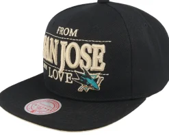 San Jose Sharks With Love Black Snapback - Mitchell & Ness