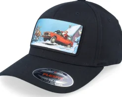 Santa Claus Car Sleigh Patch Black Flexfit - Ho-Ho-Hats