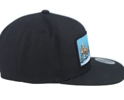 Santa Claus Car Sleigh Patch Black Snapback - Ho-Ho-Hats