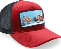 Santa Claus Car Sleigh Patch Velvet Red/Black - Ho-Ho-Hats